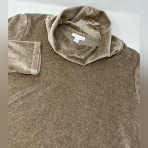 Women’s Pure Jill Tan Velvet Velour Long Sleeve Sz S Tall TurtleNeck Pullover U0